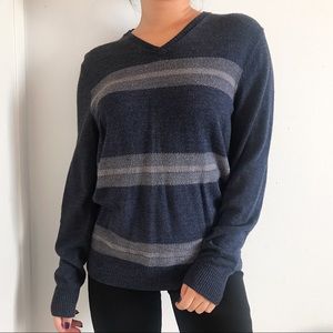 Blue and Grey Striped Sweater